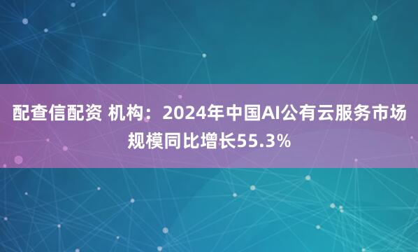 配查信配资 机构：2024年中国AI公有云服务市场规模同比增长55.3%