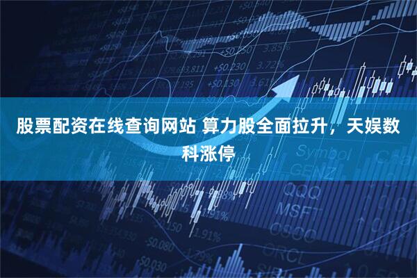 股票配资在线查询网站 算力股全面拉升，天娱数科涨停